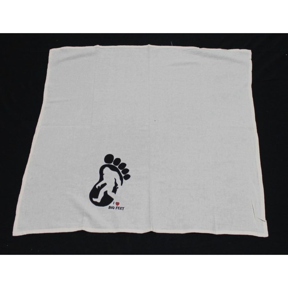 Bigfoot Tea Towel I Love Big Feet Cotton Kitchen Towel Sasquatch Cryptid White